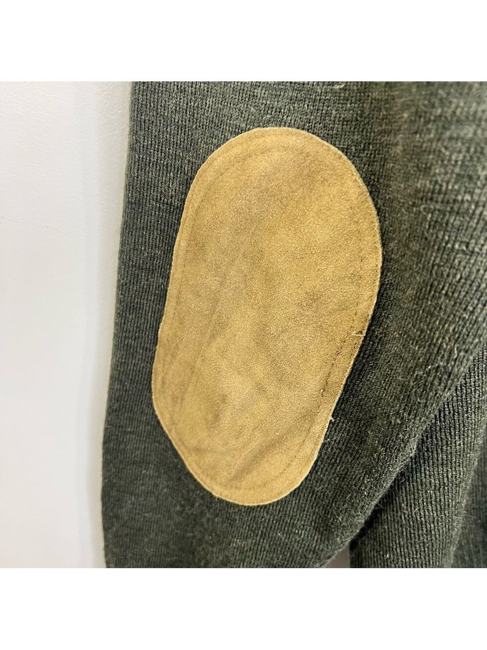 SOLD Rydale UK hunter green wool blend tan suede detail crew neck sweater XXL - Picture 8 of 13